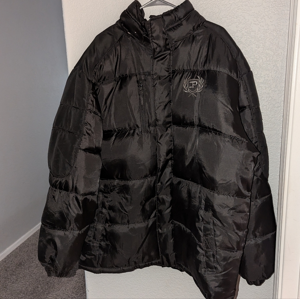 Phat Farm Men's Puffer Coat Embroidered Black XXL
